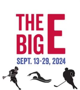 West Springfield Hockey, swimming, and lacrosse logo on a sign advertising Big E parking at Central Chevrolet to support the team