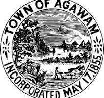 Circular seal with a Native American figure and farming imagery, representing the Town of Agawam, Massachusetts