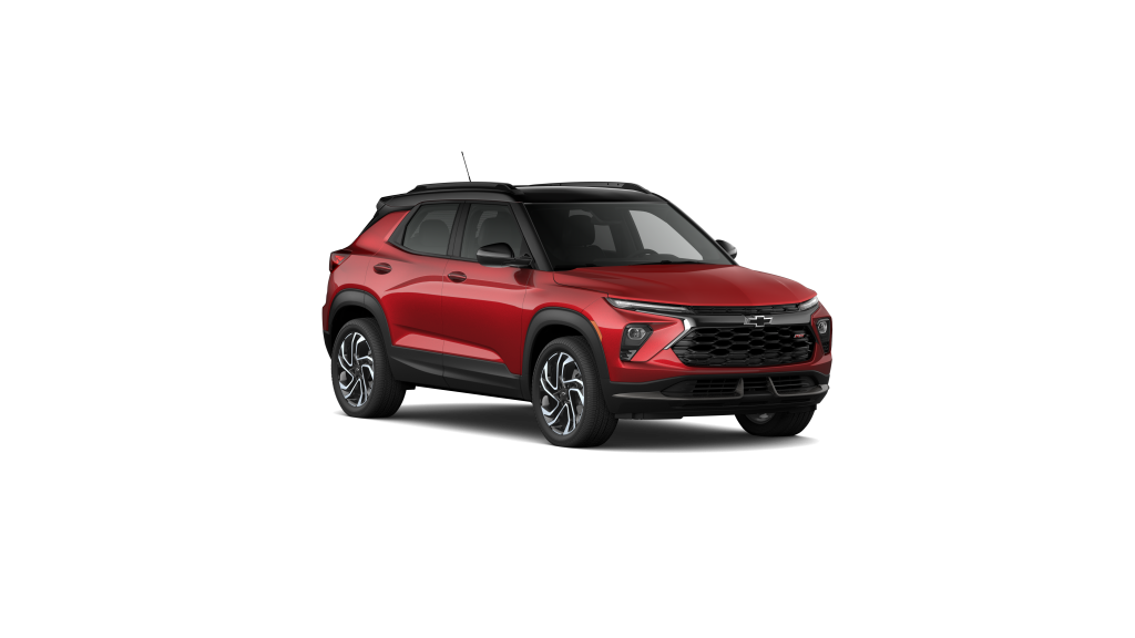 2025 Chevy Trailblazer RS in Radiant Red The stylish 2025 Chevrolet Trailblazer RS in Radiant Red, showcasing its sporty design and modern features