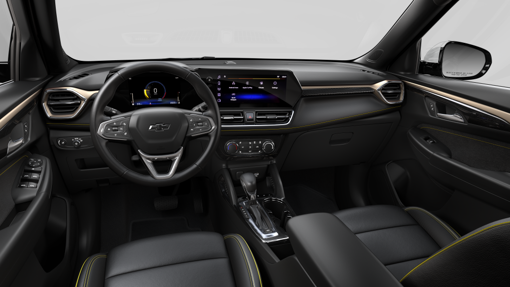 2025 Chevy Trailblazer Infotainment System The modern and spacious interior of the 2025 Chevrolet Trailblazer, showcasing the standard 11-inch diagonal HD color touchscreen infotainment system