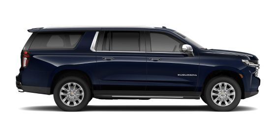 Side of dark blue suburban